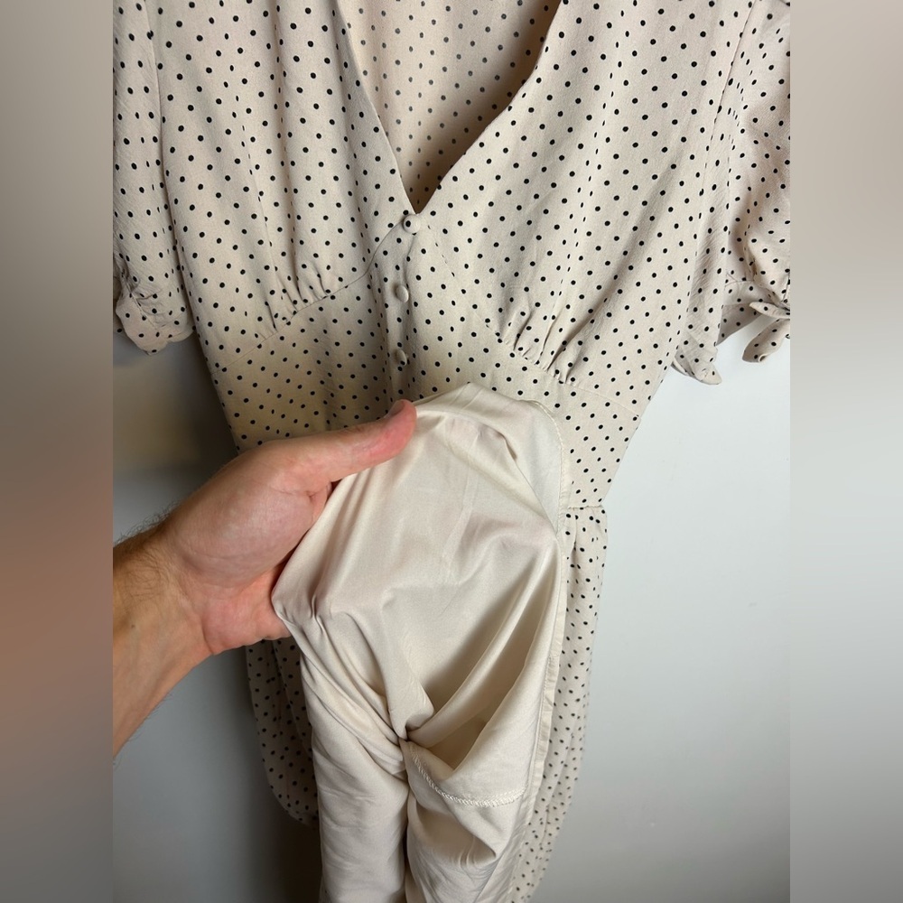 Anthropologie In February Cottage Prairie Milkmaid Polka Dot Midi Dress Feminine - Picture 5 of 11